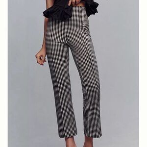 Anthropologie Maeve Kick Flare Black & White Gingham Ankle Pants